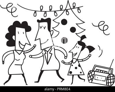family party cartoons. drawing sketch illustration vector Stock Vector
