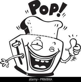 happy bread machine cartoon illustration Stock Vector