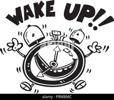 wake up alarm cartoon illustration vector Stock Vector
