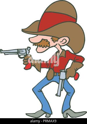 Cowboy american cartoon character . Vector Illustration design. Stock Vector