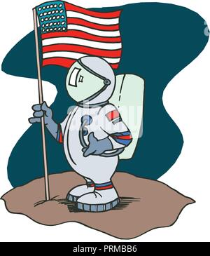 Astronaut american cartoon character . Vector Illustration design. Stock Vector