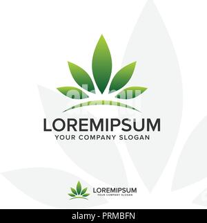 leaf crown logo. Landscaping Leaf nature logo design concept template Stock Vector