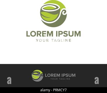 Herbal Coffee or tea logo design concept template Stock Vector
