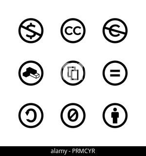 Creative commons public copyright licence marks and icons Stock Vector