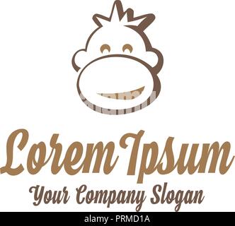 Simple monkey head logo template design. Vector illustration. Stock Vector