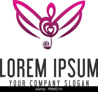 Music wings logo design concept template Stock Vector