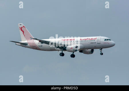 Tunisair Airbus A320 (TS-IMR) at Milan - Malpensa (MXP / LIMC) Italy Stock Photo