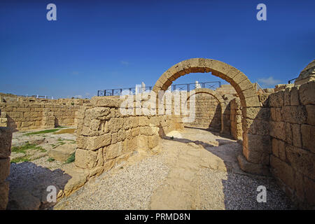 Israel, Caesarea, The arched at the Hippodrome built by king Herod the Great in the first century CE Stock Photo