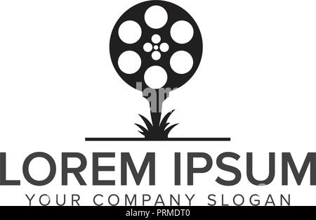 garden Movie film Video logo design concept template Stock Vector