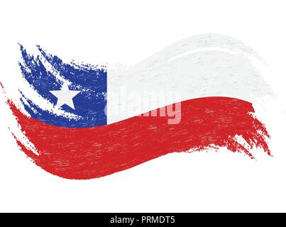 National Flag Of Chile, Designed Using Brush Strokes,Isolated On A White Background. Vector Illustration. Stock Vector