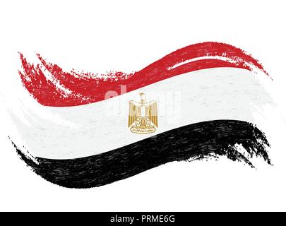 National Flag Of Egypt, Designed Using Brush Strokes,Isolated On A White Background. Vector Illustration. Stock Vector