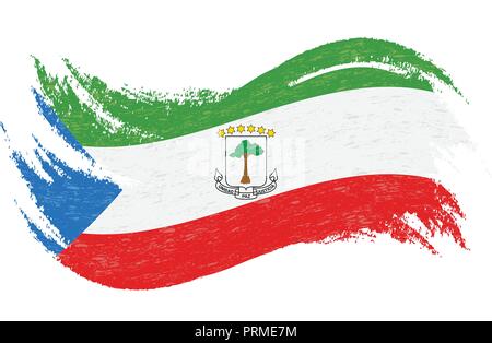 National Flag Of Equatorial Guinea, Designed Using Brush Strokes,Isolated On A White Background. Vector Illustration. Stock Vector