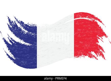 National Flag Of France, Designed Using Brush Strokes,Isolated On A White Background. Vector Illustration. Stock Vector