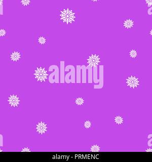 White snowflakes seamless pattern. Purple background. Vector illustration. Stock Vector
