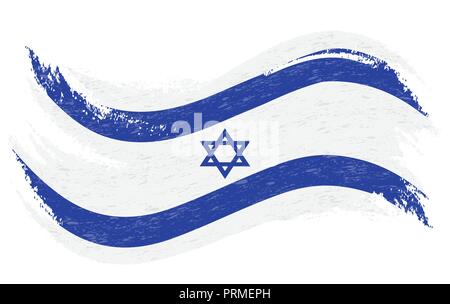 National Flag Of Israel, Designed Using Brush Strokes,Isolated On A White Background. Vector Illustration. Stock Vector