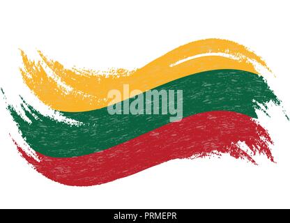 National Flag Of Lithuania, Designed Using Brush Strokes,Isolated On A White Background. Vector Illustration. Stock Vector