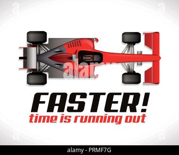 F1 - Formula one competition - racing car as running time concept Stock Vector