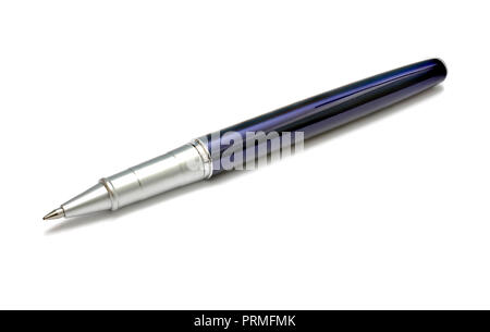 Blue ballpoint pen on white background Stock Photo