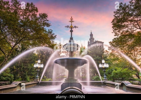 New York, New York, USA at City Hall Park Fountain. Stock Photo