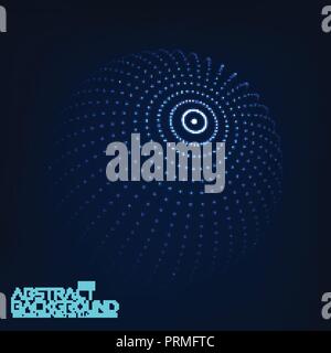 Abstract 3d Illuminated distorted Mesh Sphere . Neon Sign . Futuristic Technology HUD Element . Elegant Abstract Destroyed Sphere . Big data visualization . Stock Vector