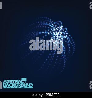 Abstract 3d Illuminated distorted Mesh Sphere . Neon Sign . Futuristic Technology HUD Element . Elegant Abstract Destroyed Sphere . Big data visualization . Stock Vector