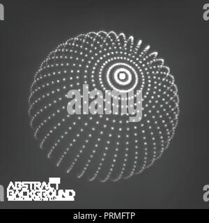 Abstract 3d Illuminated distorted Mesh Sphere . Neon Sign . Futuristic Technology HUD Element . Elegant Abstract Destroyed Sphere . Big data visualization . Stock Vector