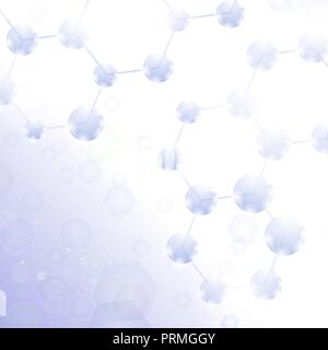 Structure Molecule and Communication. Atom, Neurons or DNA. Hexagonal Genetic and Chemical Structure Stock Vector