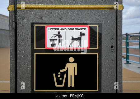 Litter and dog waste trash can or bin Stock Photo
