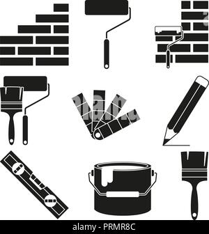 Black and white wall recoloring silhouette elements Stock Vector