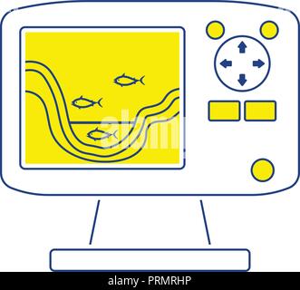 Icon of echo sounder  . Thin line design. Vector illustration. Stock Vector