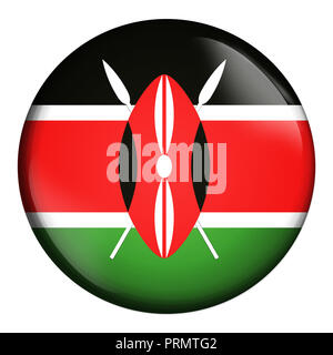 circle icon, flag of Kenya isolated on white background. Stock Photo