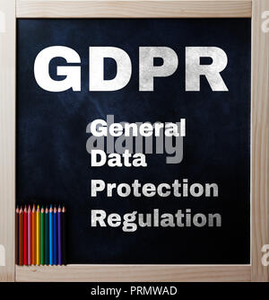 General Data Protectioin Regulation text on black chalkboard Stock Photo