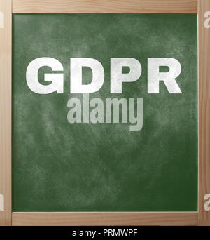 GDPR text on green chalkboard in wooden frame with copy space Stock Photo