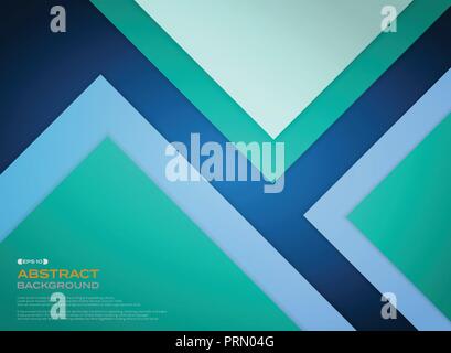 Gradient green blue paper cut background with shadow, vector eps10 Stock Vector