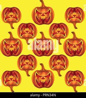 Seamless pattern with pumkins on background for halloween Stock Vector