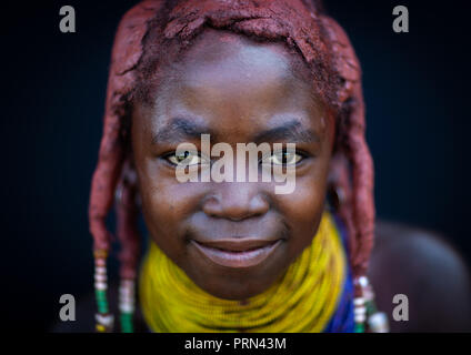 Mumuhuila tribe girl portrait, Huila Province, Chibia, Angola Stock Photo