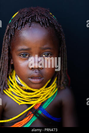 Mumuhuila tribe girl portrait, Huila Province, Chibia, Angola Stock Photo