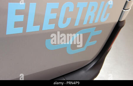 Paris, France. 03rd Oct, 2018. The lettering 'ELECTRIC', taken on the second press day of the Paris International Motor Show. The Motor Show will be open to the public from 04 to 14 October. Credit: Uli Deck/dpa/Alamy Live News Stock Photo
