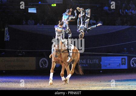 NEC Birmingham, UK. 3rd Oct 2018. GB vaulting team. Horse of the year show (HOYS). National Exhibition Centre (NEC). Birmingham. UK. 03/10/2018. Credit: Sport In Pictures/Alamy Live News