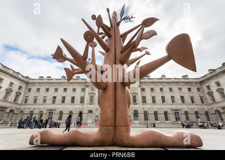 London, UK, 3rd Oct 2018. 'Meditation Tree' by Ibrahim El-Salahi in the courtyard.  1-54 Contemporary African Art Fair, showing art from Africa and its diaspora, launches its sixth London edition at Somerset House with an installation by Sudanese artist Ibrahim El-Salahi in the Edmond J. Safra Fountain Court; an exhibition of new and rarely seen works from internationally renowned South African artist Athi-Patra Ruga in the Terrace Rooms; and 43 international galleries from 17 countries throughout Somerset House. Stock Photo