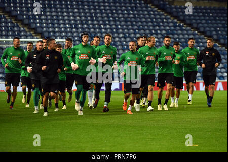 Glasgow, Scotland. Wednesday 3rd October 2018.   The Rapid Wein squad takes part in a team training session ahead of their Europa League Matchday 2 match against Glasgow Rangers at Ibrox Stadium, Glasgow, Scotland on Wednesday 3rd October 2018 2018.   Picture Andy Buchanan Credit: Andy Buchanan/Alamy Live News Stock Photo