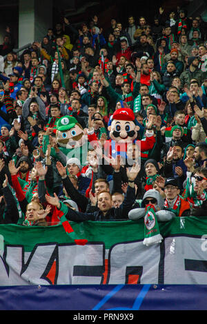 Moscow, Russia. 3rd October, 2018. UEFA Champions League: Lokomotiv Moscow v Schalke 04. Fans of Lokomotiv Moscow Credit: Alex Cavendish/Alamy Live News Stock Photo