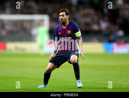 Wembley Stadium, London England. 3rd Oct, 2018. UEFA Champions League football, Tottenham Hotspur versus Barcelona; Lionel Messi of Barcelona Credit: Action Plus Sports/Alamy Live News Stock Photo