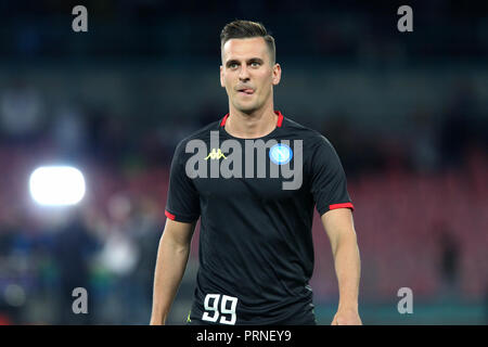 Napoli, Italy. 03th October 2018. Arkadiusz Milik of SSC Napoli  looks on before the Uefa Champions League Group C match between Ssc Napoli and Liverpool Fc. Credit: Marco Canoniero/Alamy Live News Stock Photo