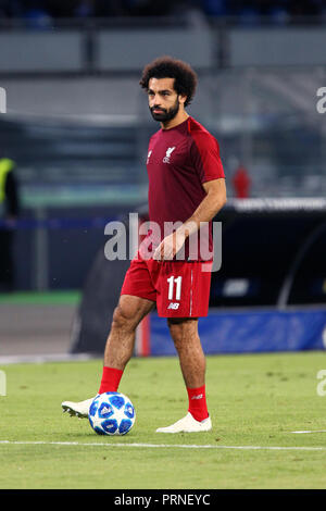 Napoli, Italy. 03th October 2018. Mohamed Salah of Liverpool FC, looks on before the Uefa Champions League Group C match between Ssc Napoli and Liverpool Fc. Credit: Marco Canoniero/Alamy Live News Stock Photo