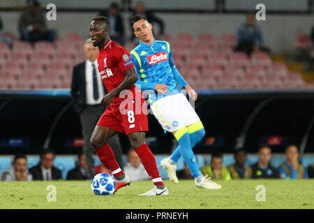 Napoli, Italy. 03th October 2018. Naby Keita of Liverpool Fc in action during the Uefa Champions League Group C match between Ssc Napoli and Liverpool Fc. Credit: Marco Canoniero/Alamy Live News Stock Photo