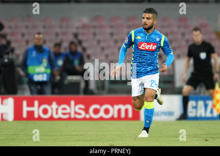 Napoli, Italy. 03th October 2018. Lorenzo Insigne  of SSC Napoli  in action during the Uefa Champions League Group C match between Ssc Napoli and Liverpool Fc. Credit: Marco Canoniero/Alamy Live News Stock Photo