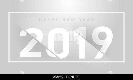 New Year Celebration Premium Grey Background Pper Cut Design. Vector winter holiday greeting card design template. Stock Vector