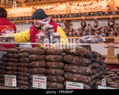 Nuremburg fruit bread stall on Christmas market Hanover Germany Stock Photo