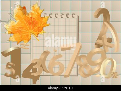 abstract background with leaf and numbers Stock Vector